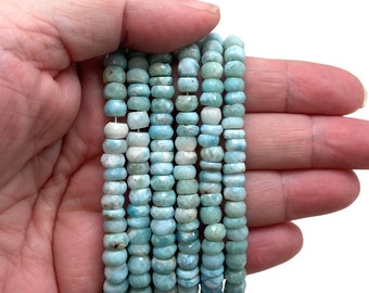 Larimar Faceted Roundels | Gemstone | Jewelry Supply | Raw Materials | Bead Shop | Jewelry Designer | Necklace | Bracelet