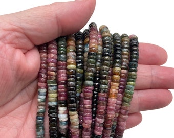 Watermelon Tourmaline Roundels | Gemstone | Jewelry Supply | Raw Materials | Bead Shop | Jewelry Designer | Necklace | Bracelet