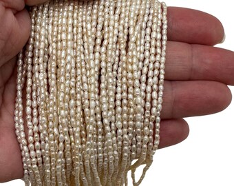 Rice Pearls Freshwater 2-3mm +/-  Center Drilled - Jewelry Design | Beads | Freshwater Pearls | Jewelry Supply | Jewelry Making | Necklace