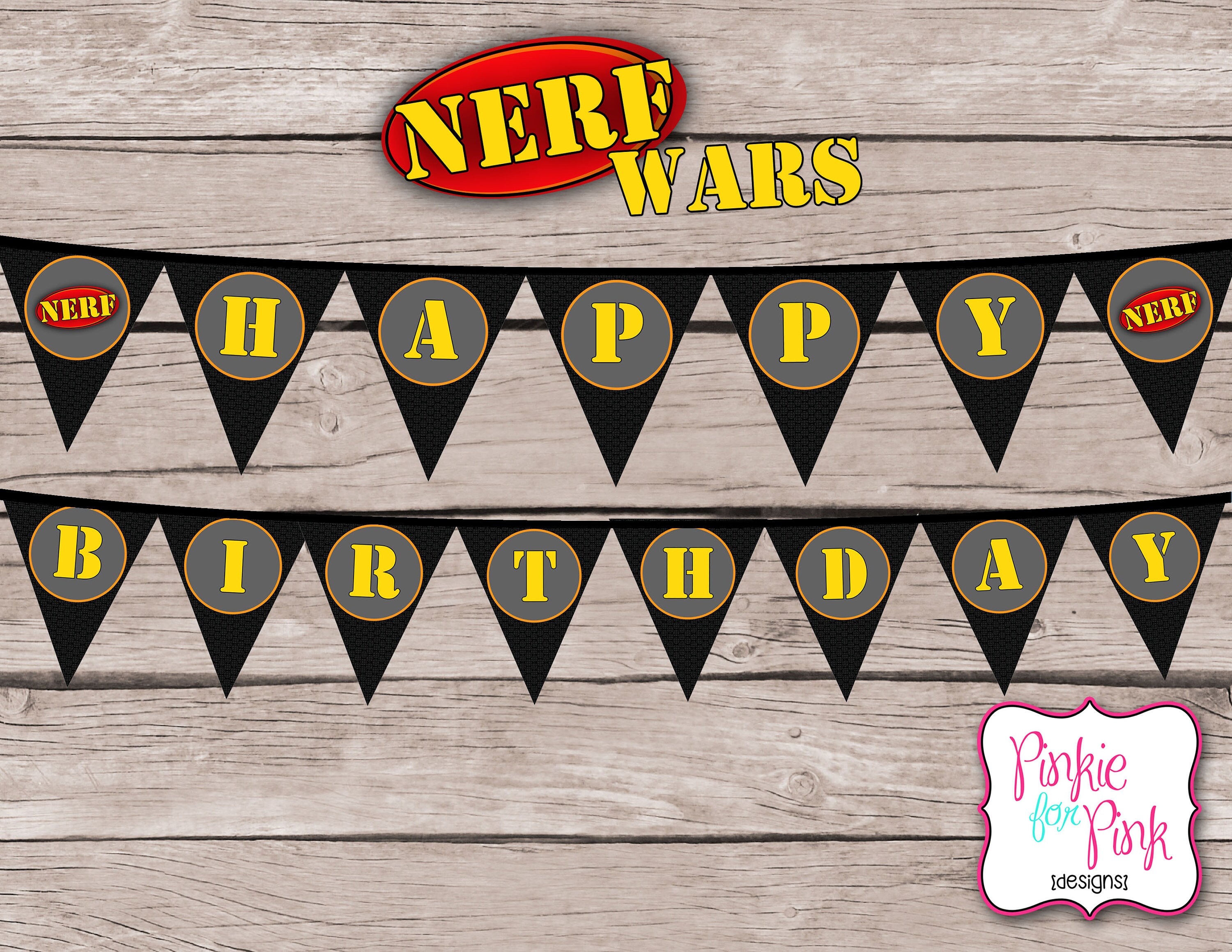 INSTANT Download Nerf Wars Happy Birthday Party Banner | Etsy