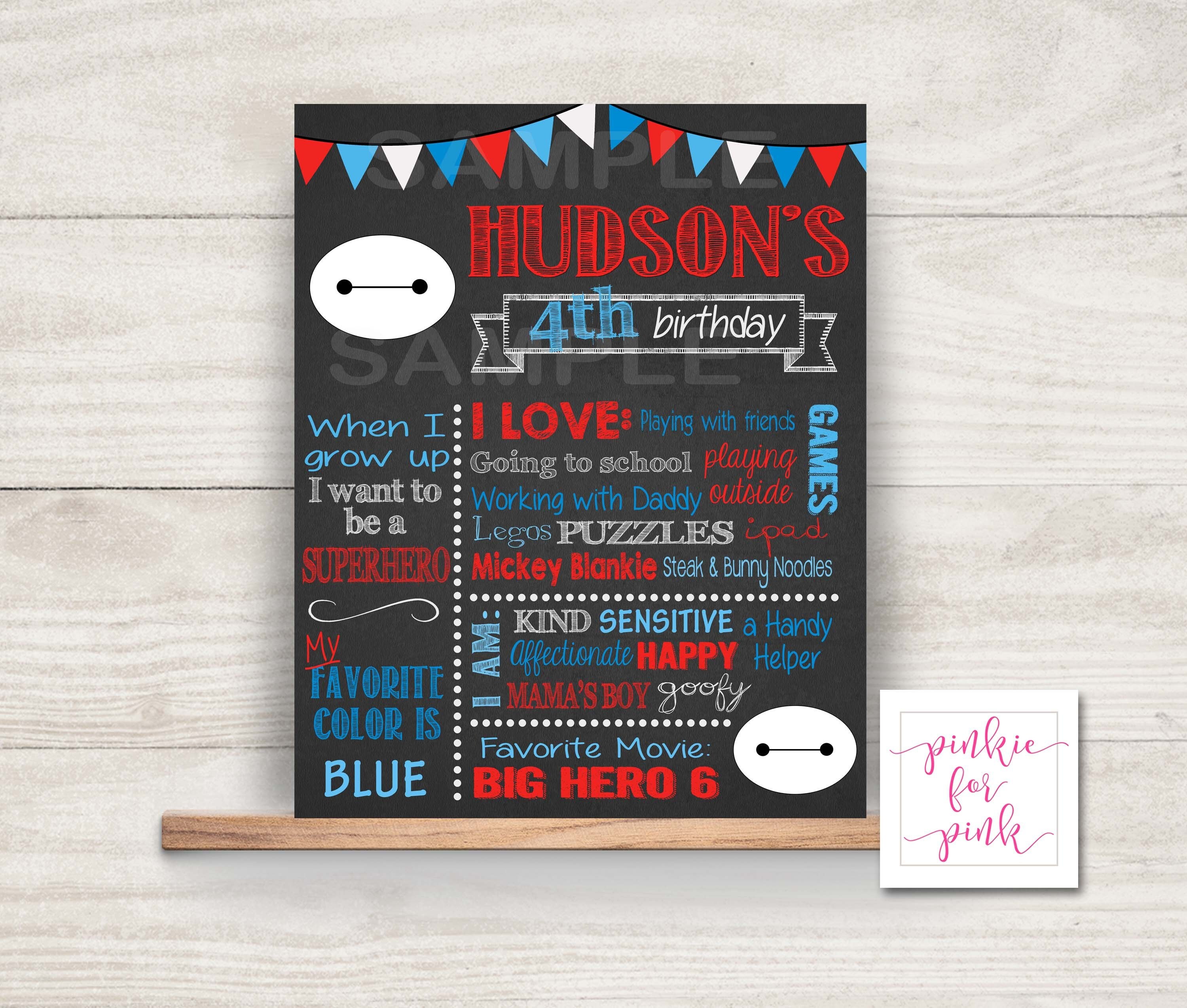 Personalized Birthday Year Disney Big Hero 6 Party Poster 1st Etsy