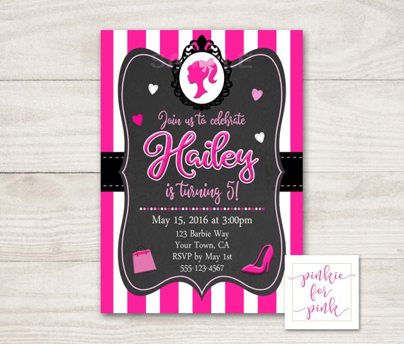personalized barbie invitations