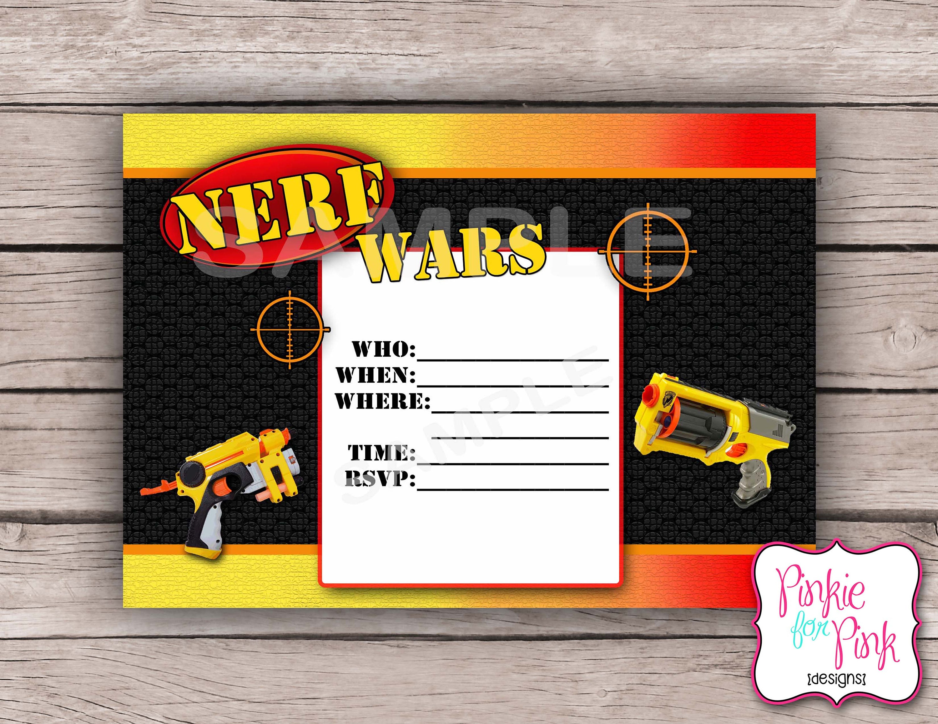 INSTANT Download Nerf Wars Invitation Birthday Party Digital Etsy