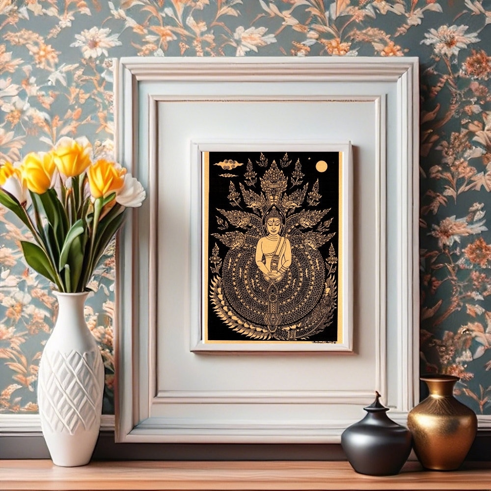Thai Traditional Art of Buddha by Printing on Sepia Paper. - Etsy