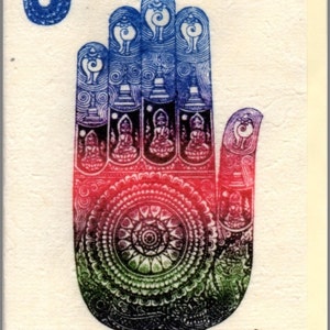 Thai traditional art Hand of Buddha by printing on Mulberry paper Card image 1