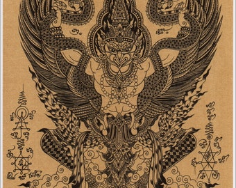洋書◆タイの芸術作品写真集 本 仏教 建築 彫刻 工芸 Thai traditional art of Garuda by printing on sepia paper