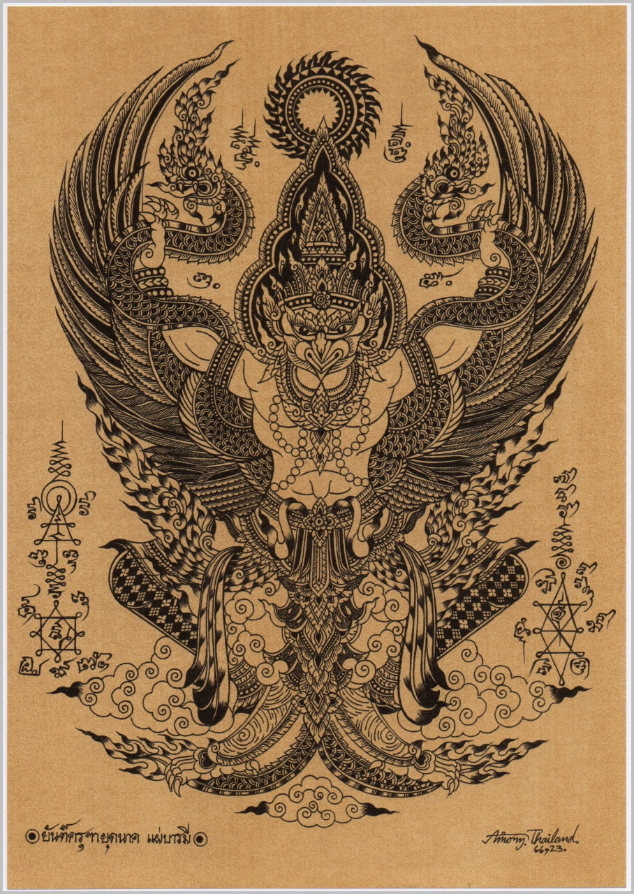 Thai Traditional Art of Garuda by Printing on Sepia Paper. - Etsy
