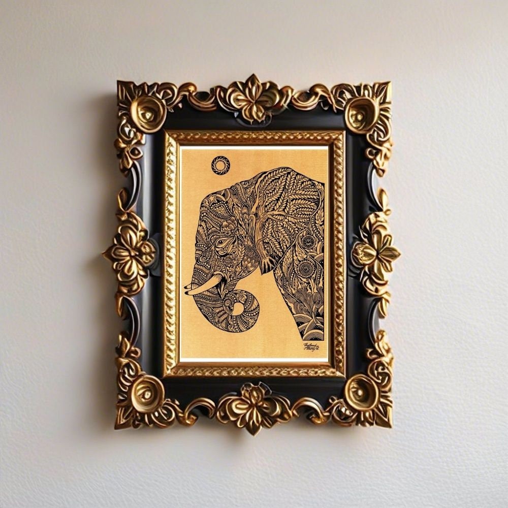 Thai Traditional Art of Elephant by Printing on Sepia Paper. - Etsy