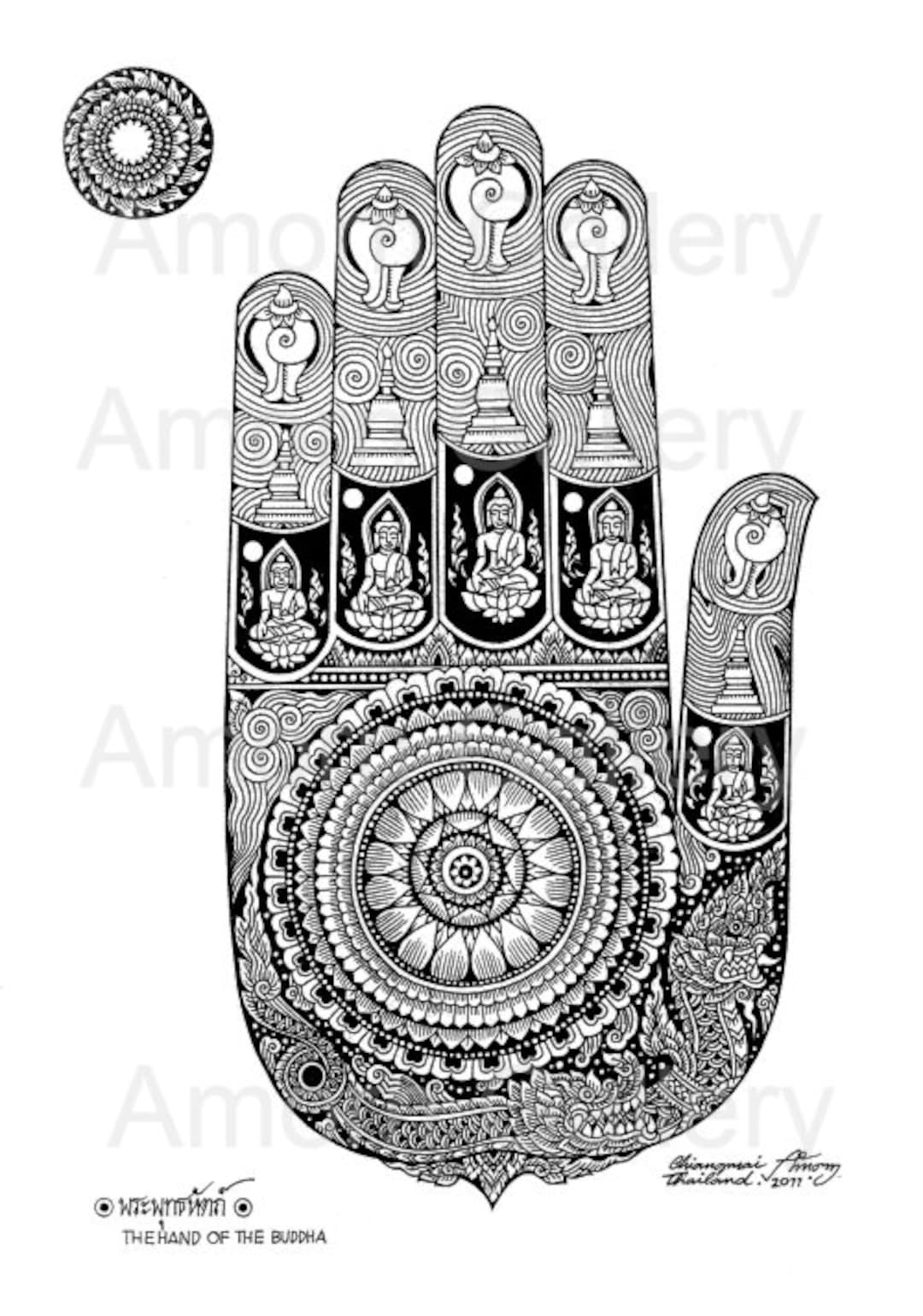 インド製・手描きマンダラデザインバッグ香港発アートブランドBodhisattva Meditation Mehndi - Paisley Buddha Artwork - copyrighted Digital