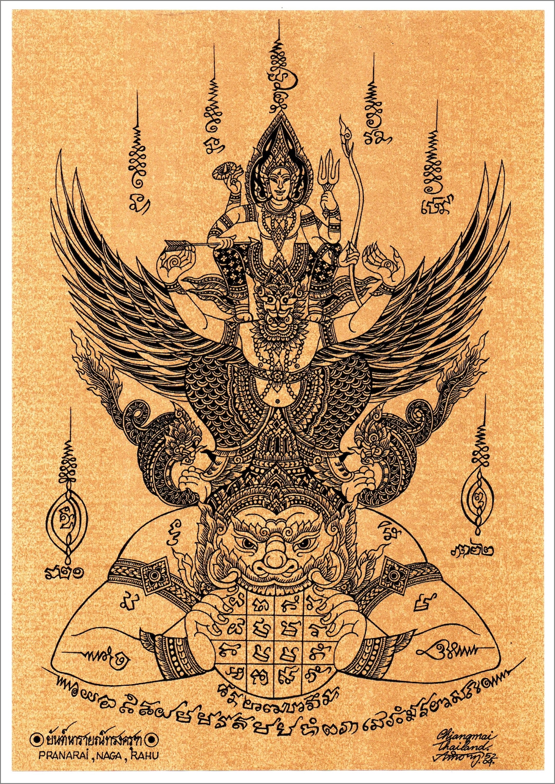 Buy Thai Traditional Art of Garuda Vishnu by Silkscreen Printing on Paper  Online in India - Etsy
