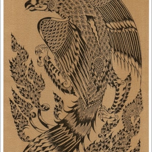 Thai traditional art of Kalaviṅka by printing on sepia paper.