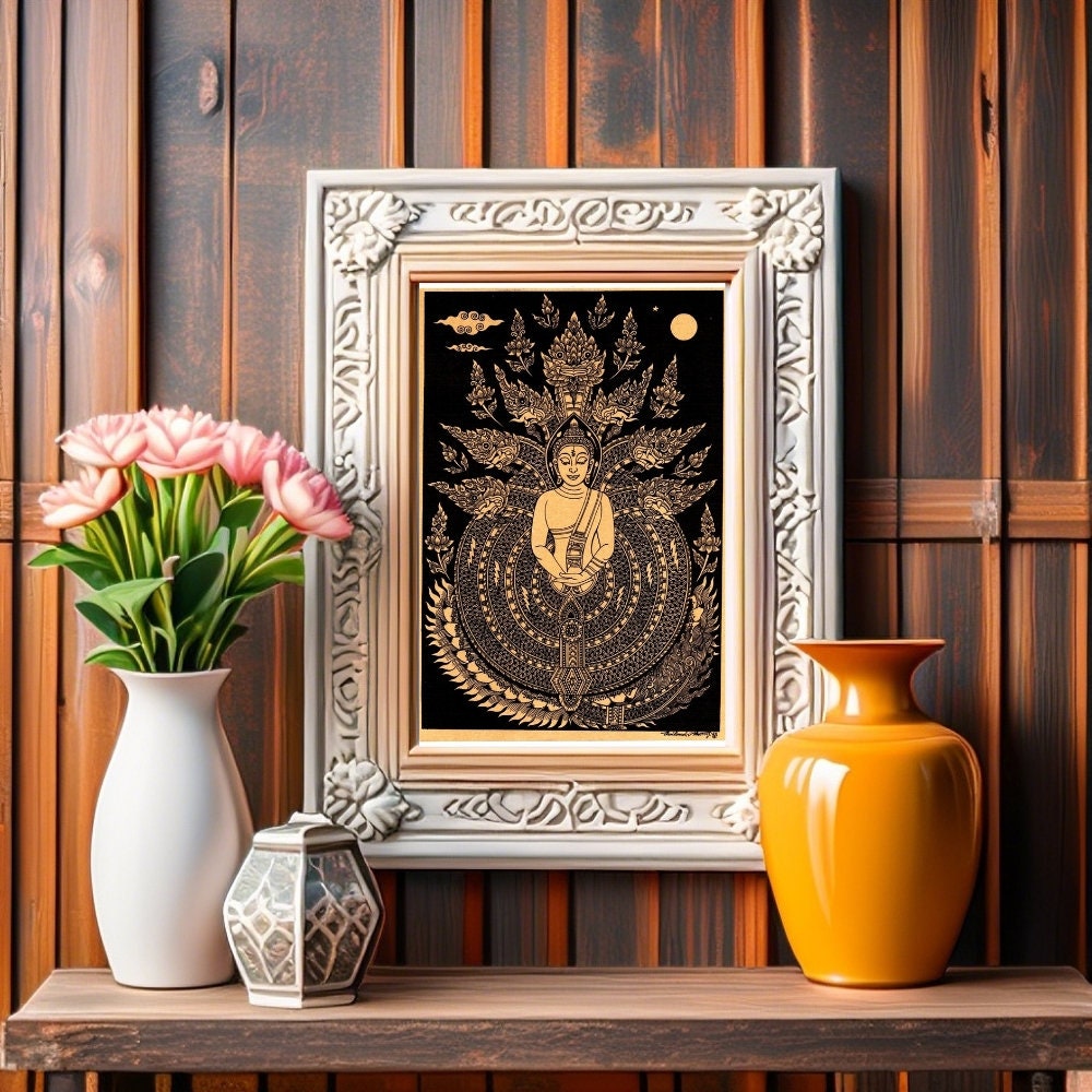 Thai Traditional Art of Buddha by Printing on Sepia Paper. - Etsy