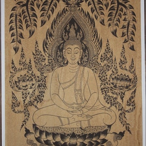 Thai traditional art of Buddha by printing on sepia paper.