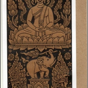 Thai traditional art Buddha by printing on Sepia paper card_d