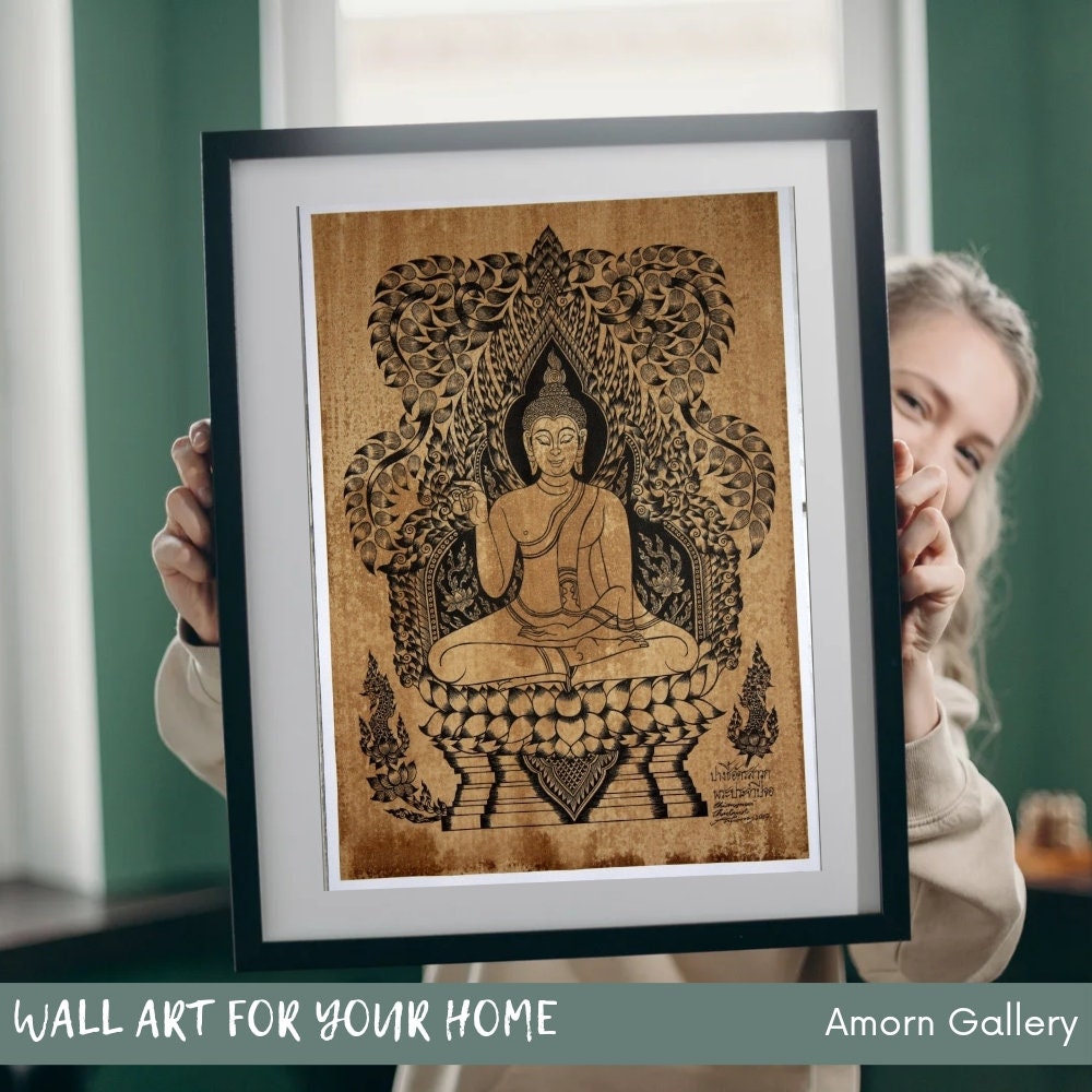 Thai Traditional Art of Buddha by Printing on Sepia Paper - Etsy