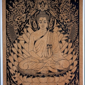 Thai traditional art of Buddha by printing on sepia paper.