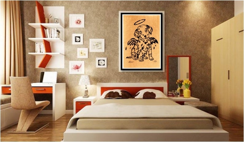 Thai traditional art of dogs by printing on sepia paper.