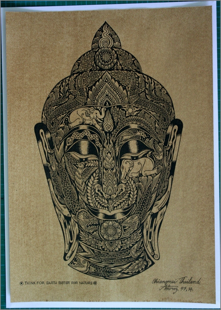 Thai Traditional Art of Buddha by Printing on Sepia Paper. - Etsy