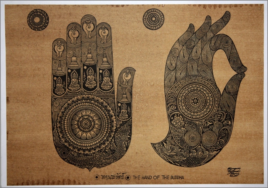 Thai Traditional Art of Hand of the Buddha by Silkscreen - Etsy