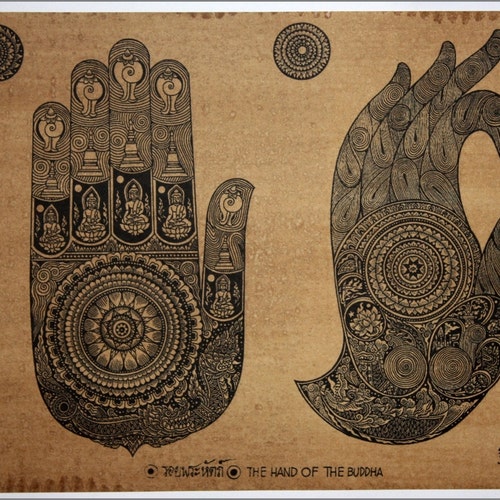 Thai Traditional Art Hand of Buddha by Printing on Sepia Paper - Etsy