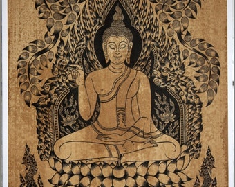 Thai Traditional Art of Buddha by Printing on Sepia Paper - Etsy