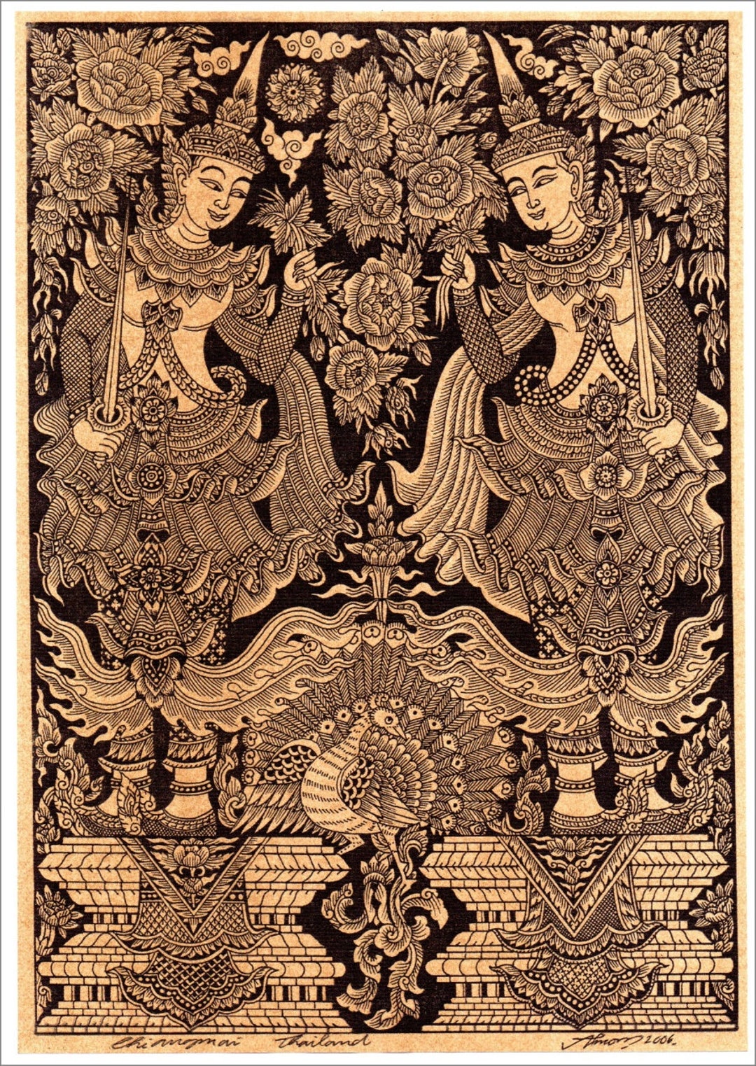 Thai Traditional Art of Deity by Printing on Sepia Paper. - Etsy
