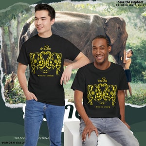 Elefante impreso en camiseta de algodón pesado unisex (camiseta). Obtendrá un diseño tailandés único y arte tradicional tailandés. Regalo para ti y tus seres queridos.