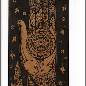 Thai traditional art Hand Of Buddha by printing on Sepia paper card_c