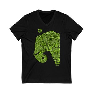 Elephant by printed on Unisex Jersey Short Sleeve V-Neck Tee.You will get uniqueThai design,Thai traditional art.Gift foryou and your loved.