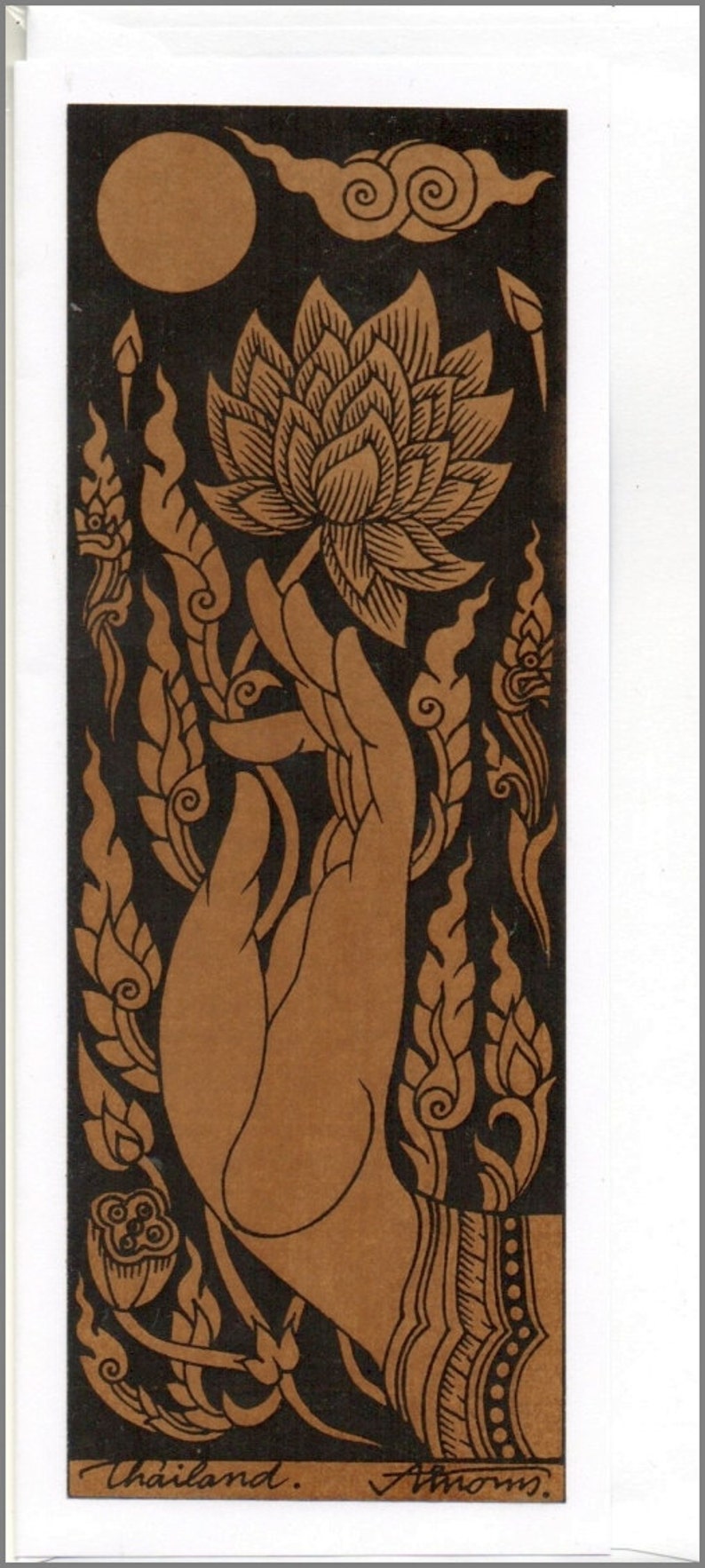 Thai Traditional Art Hand of Buddha by Printing on Sepia Paper Etsy