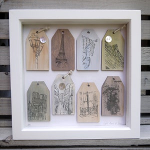 Box Frmaed Wooden Paris Lables