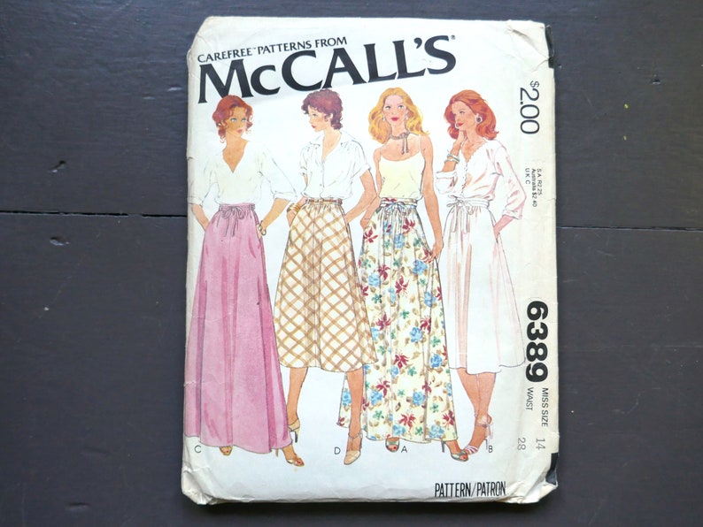 1978 Vintage Mccalls 'carefree' Gathered SKIRT Sewing Printed Pattern ...