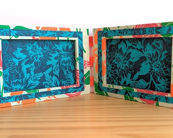 Marco de fotos doble con bisagras de 3,5 x 5 pulgadas - Horizontal