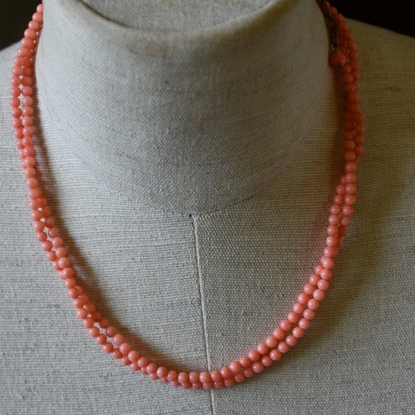 SALE Pink coral necklace- Angel skin Pink coral multistrand necklace  May Birthstone. Gift for her. Mother's Day perfect gift