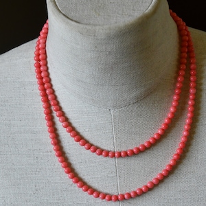 Double strand Salmon Pink Coral Necklace, Birthday Wife Mothers DayPink Coral Wedding, Bridesmaids Single Strand,