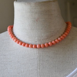 Salmon Pink Coral Necklace, Pink Coral Wedding, Bridesmaids  necklace, Pink coral Chocker , a gift for her,Wife  Aniversary gift