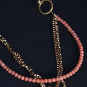 Colar coral, colar coral rosa, presente perfeito da mamãe, colar de corrente de ouro, colar de verão