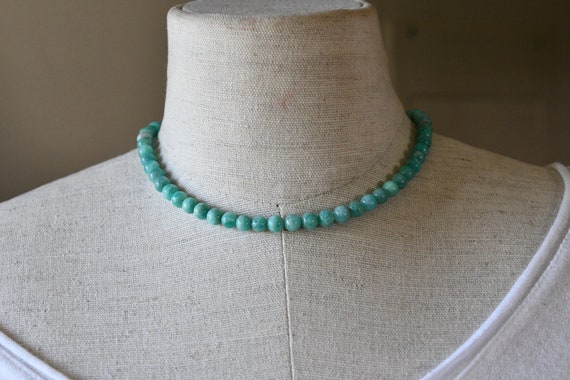 Marketplaceite Bead Necklace with Sterling Silver Clasp, Blue Green Necklace , Gemstone Necklace, Ocean Lover Gift, Marketplaceite Jewelry