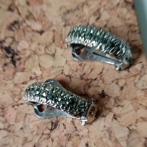 Vintage Ohrringe, Ohrhänger aus Markasit, Ohrclips aus Silber 1950
