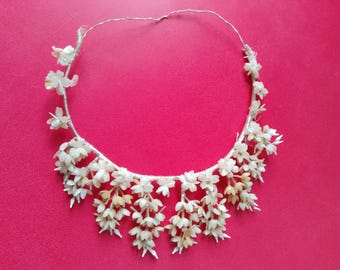 1940's wax flower crown halo headpiece headband vintage antique wedding bridal band ivory