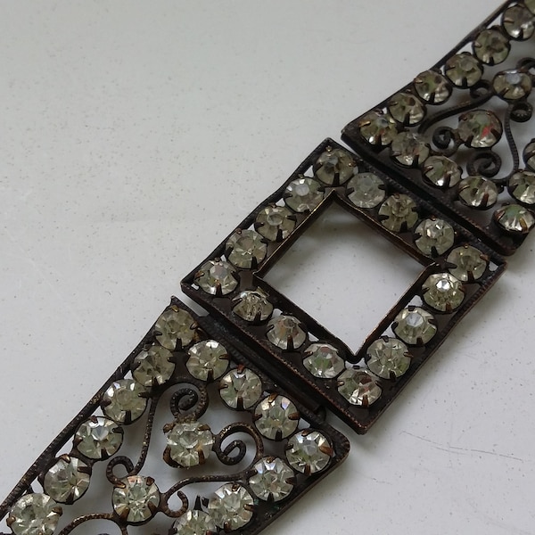 Art Deco belt buckle, paste appliqué, flapper belt, 1920's accessories