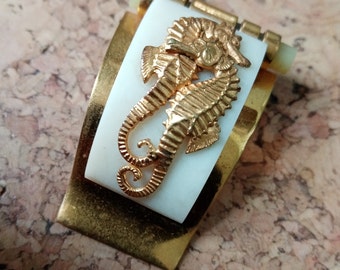 Jean  Painleve dress clip, JHP, Hippocampe, seahorse Deco brooch vintage Art Deco French clip, ivory