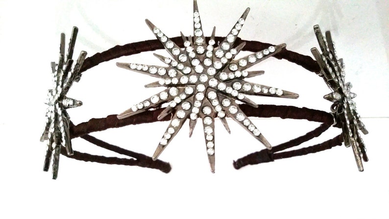 Deco star crown, silver rhinestone star headpiece, Deco bridal headpiece, star headband image 3