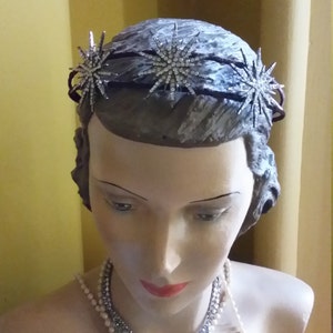 Deco star crown, silver rhinestone star headpiece, Deco bridal headpiece, star headband image 5