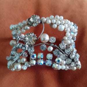 Reworked vintage cuff bracelet, vintage bridal cuff, one-off piece, diamante cuff