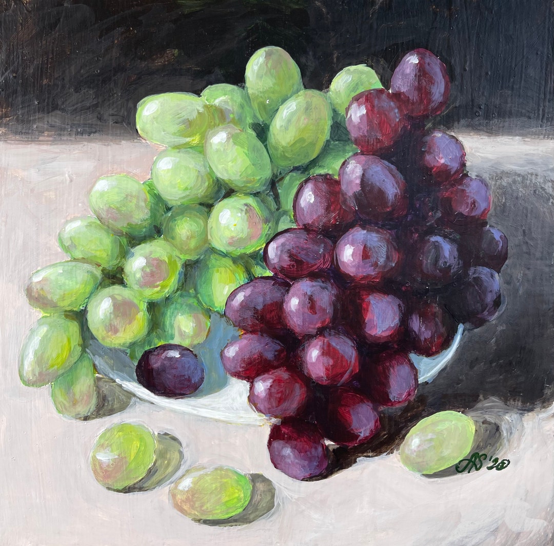Original Acrylic Painting Grapes Study 8 X8 Still Life Etsy Il 1080xN.3170200344 Ptk2