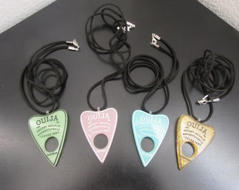 Resin Ouija Planchette Necklace: Glitter Spirit Board Jewelry