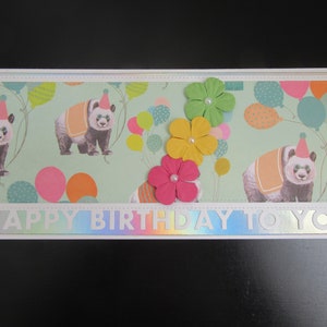 PanDa Birthday Card* Cards with Panda Bears* Happy Birthday Panda Card* Panda Cards* Slimline Birthday Cards* Slimline Cards* Birthday Panda