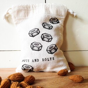 Nuts and Bolts /// Snack Bag /// Handstamped /// Produce Bag /// Nutbag /// Zero Waste image 2