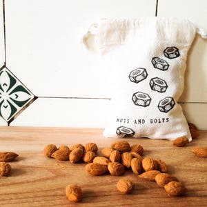 Nuts and Bolts /// Snack Bag /// Handstamped /// Produce Bag /// Nutbag /// Zero Waste image 4